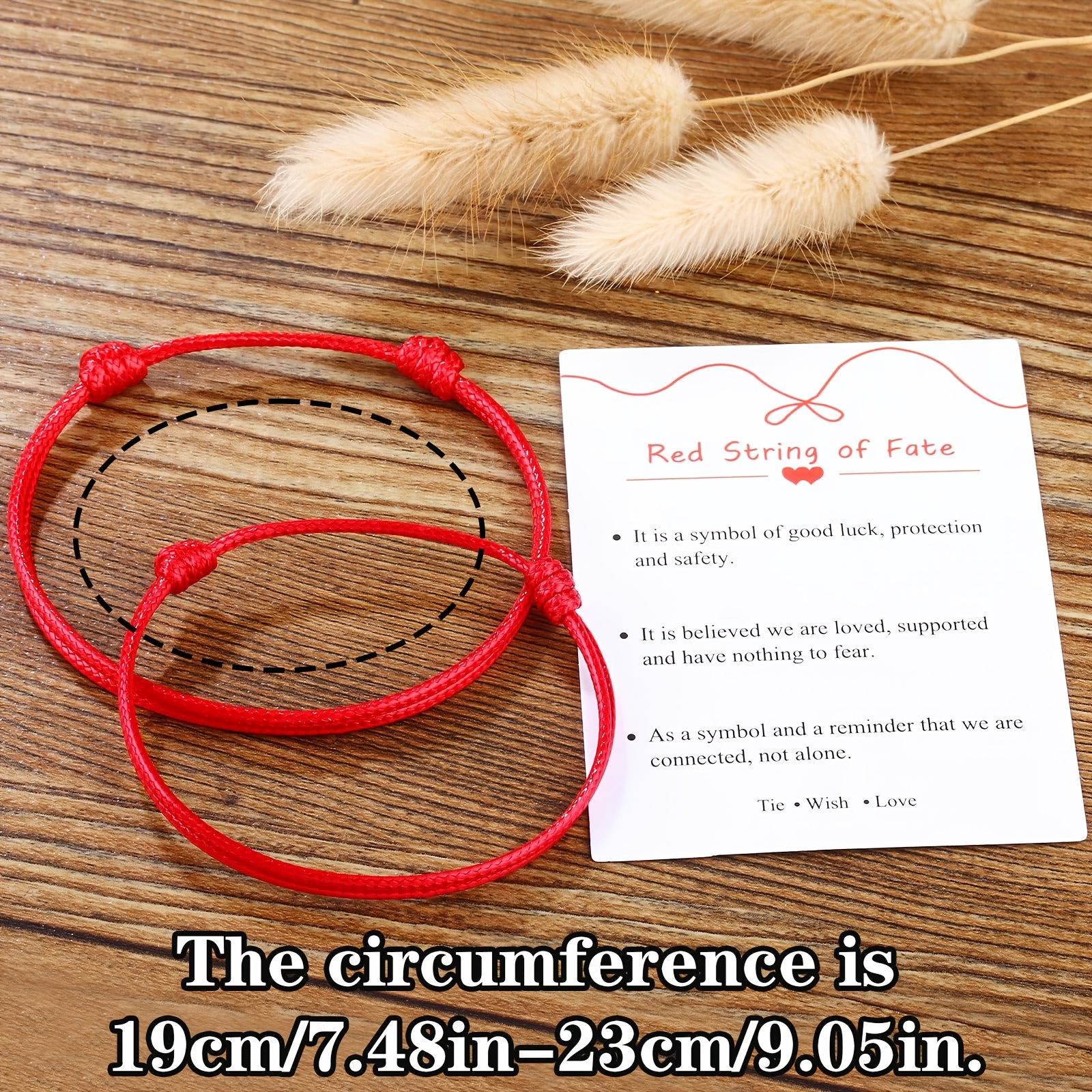 2pc Adjustable Handmade Red String Couples Friendship Bracelet